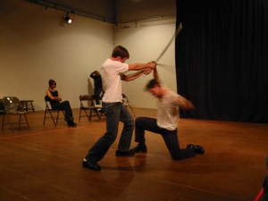 Rehearsing the Hotspur/Hal fight for Impact's Henry IV: The Impact Remix. Violcen by Christopher Morrison.