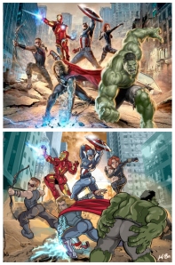 What is all the Avengers posed like artists draw female superheroes?