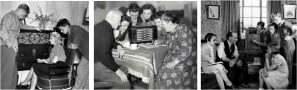 Families gathered around radios to listen to FDR's fireside chats. FDR was president 1933 - 1945.