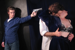 Our Hamlet PR shot by Cheshire Isaacs. That's Patrick Alparone, Cole Alexander Smith, and me. That shutter speed was crazy slow, so my back was killing me holding this pose. Cheshire said I bitched more than anyone he's ever shot except Olympia Dukakis. 2005.