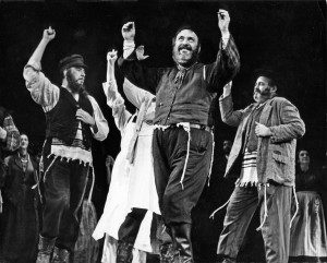 Zero Mostel in the original 1964 Broadway production of Fiddler on the Roof, © Photofest, Inc., courtesy of Gret Performances, Broadway Musicals: A Jewish Legacy