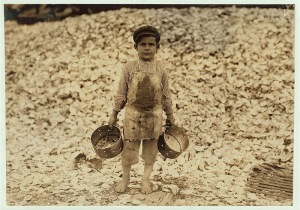 A five-year-old shrimp picker in Biloxi, Mississippi, 1919.